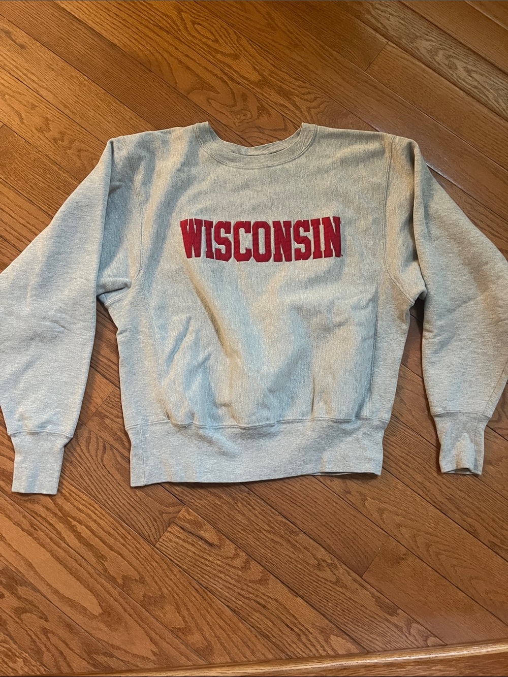 Vintage Champion Reverse Weave Gray WISCONSIN Crewneck Sweatshirt, Men's M